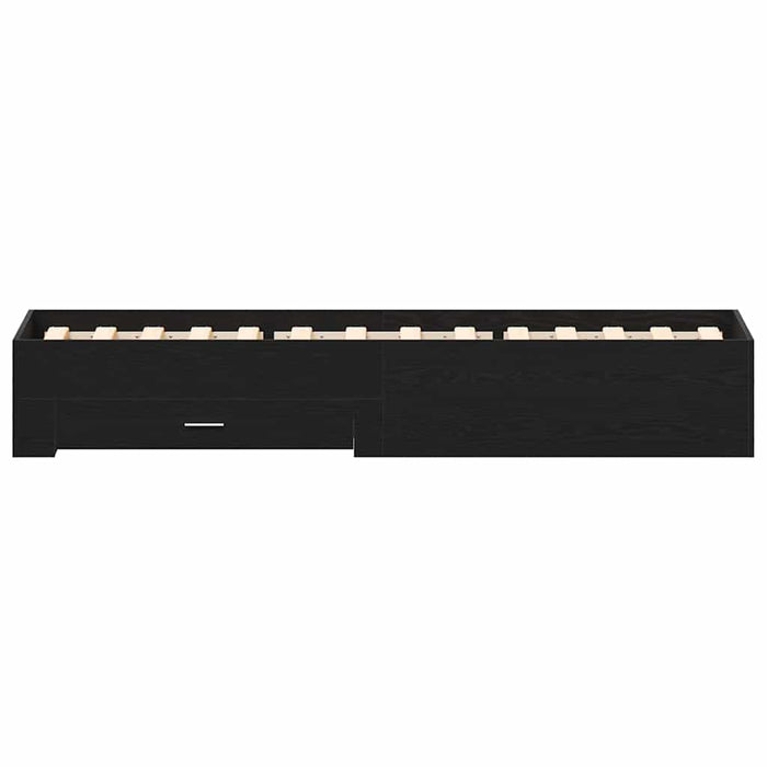 Cadru de pat cu sertare Stejar negru 90 x 200 cm Lemn compozit - WALTI WALTI