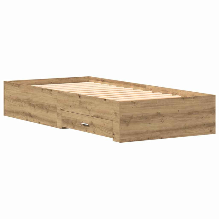 Cadru de pat cu sertare cu sertar stejar artizanal 90 x 190 cm - WALTI WALTI