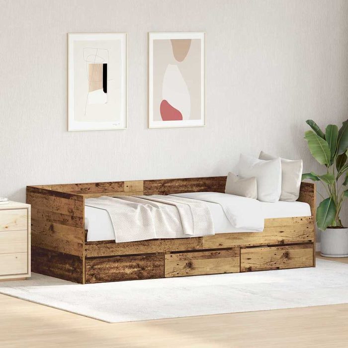 Cadru de daybed cu sertare Lemn vechi 90 x 200 cm Lemn compozit - WALTI WALTI