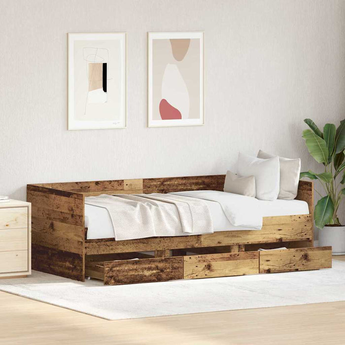 Cadru de daybed cu sertare Lemn vechi 90 x 200 cm Lemn compozit - WALTI WALTI