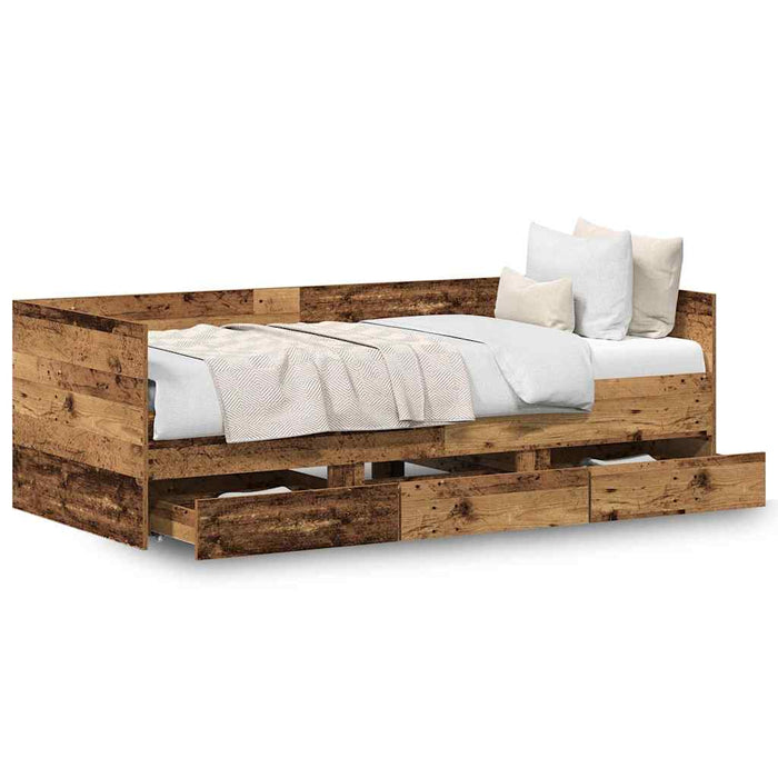 Cadru de daybed cu sertare Lemn vechi 90 x 200 cm Lemn compozit - WALTI WALTI