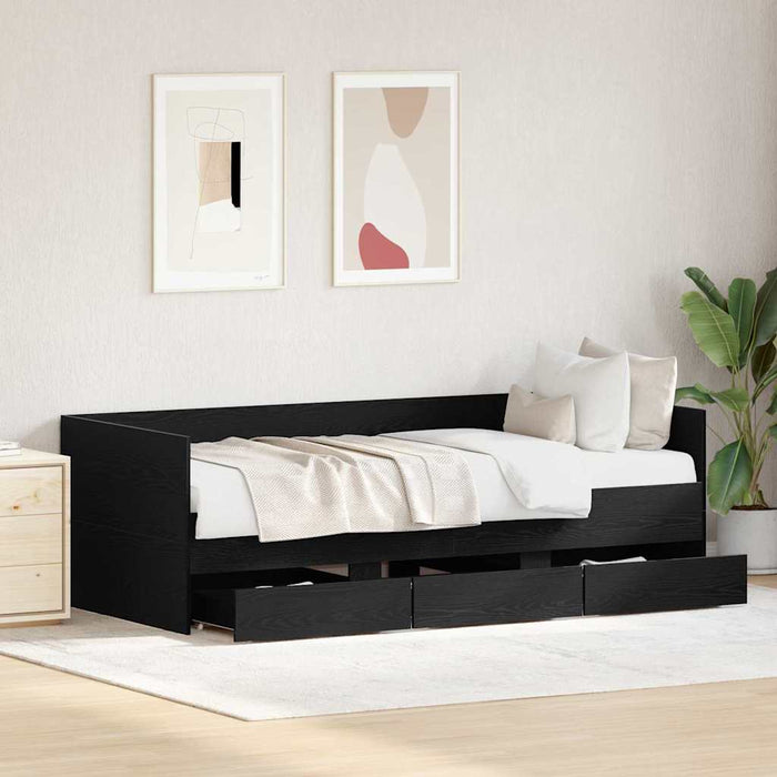 Cadru de daybed cu sertare cu sertar Stejar negru 90 x 200 cm - WALTI WALTI