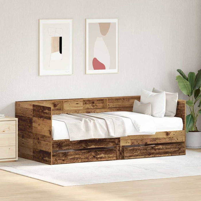 Cadru de daybed cu sertare Lemn vechi 90 x 200 cm Lemn compozit - WALTI WALTI