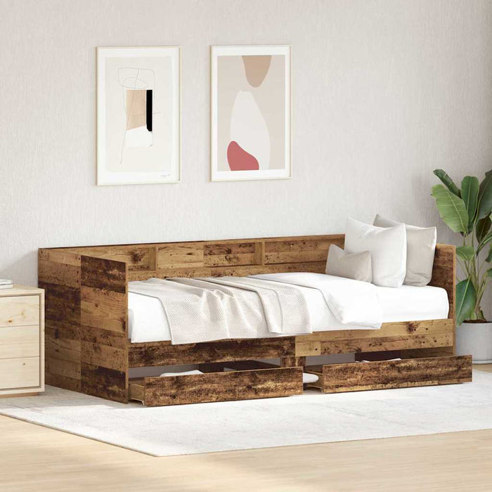 Cadru de daybed cu sertare Lemn vechi 90 x 200 cm Lemn compozit - WALTI WALTI