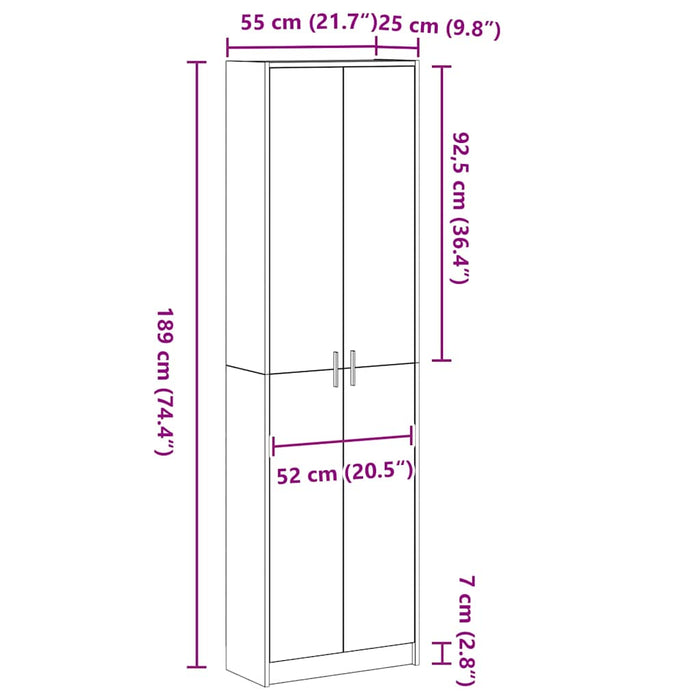 Dulap cu raft cu ușă sonoma gri 55 x 25 x 189 cm Lemn compozit - WALTI WALTI