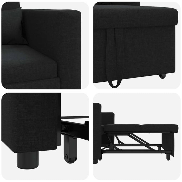 Sofa Pat Unilaterala cu roți Negru 90 x 165 x 87 cm țesătură - WALTI WALTI