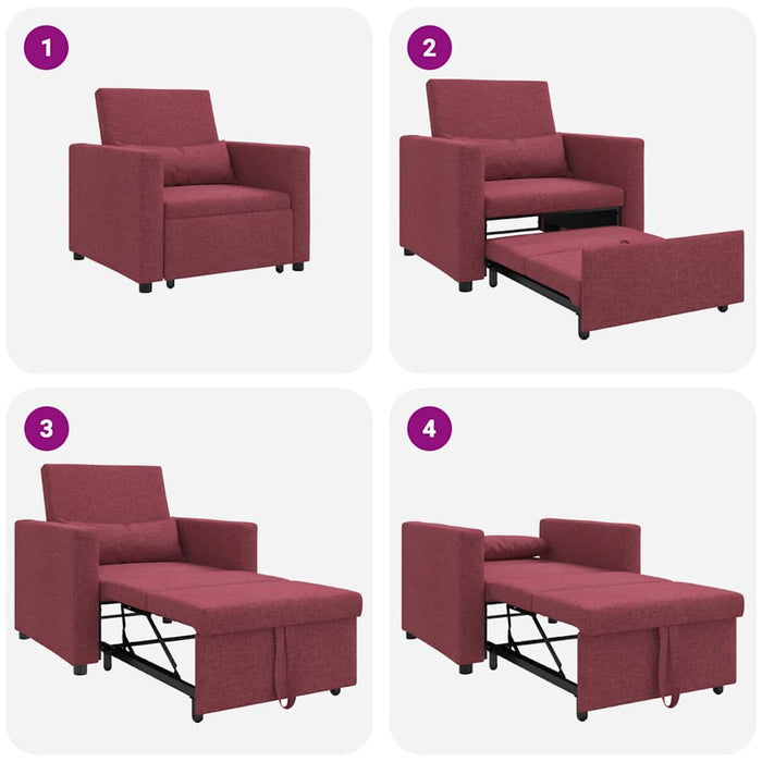 Sofa Pat Unilaterala cu roți bordo 90 x 165 x 87 cm țesătură - WALTI WALTI