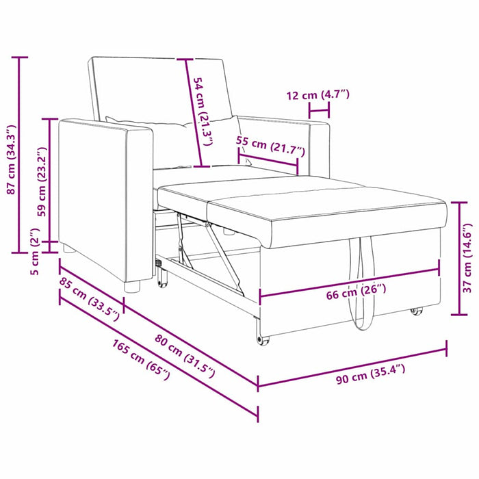 Sofa Pat Unilaterala cu roți bordo 90 x 165 x 87 cm țesătură - WALTI WALTI