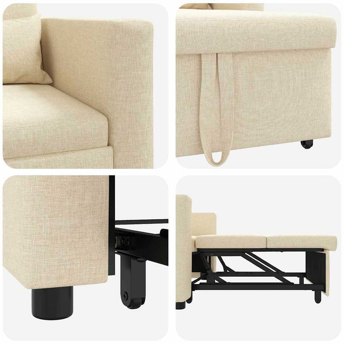 Sofa Pat Unilaterala cu roți Crem 90 x 165 x 87 cm țesătură - WALTI WALTI