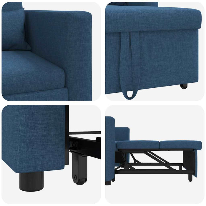 Sofa Pat Unilaterala cu roți albastru 90 x 165 x 87 cm țesătură - WALTI WALTI
