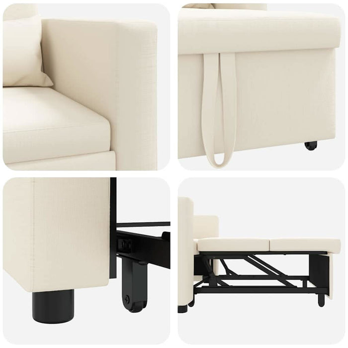 Sofa Pat Unilaterala cu roți Alb crem 90 x 165 x 87 cm țesătură - WALTI WALTI
