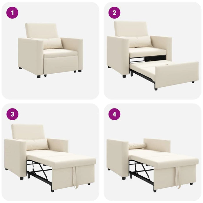 Sofa Pat Unilaterala cu roți Alb crem 90 x 165 x 87 cm țesătură - WALTI WALTI