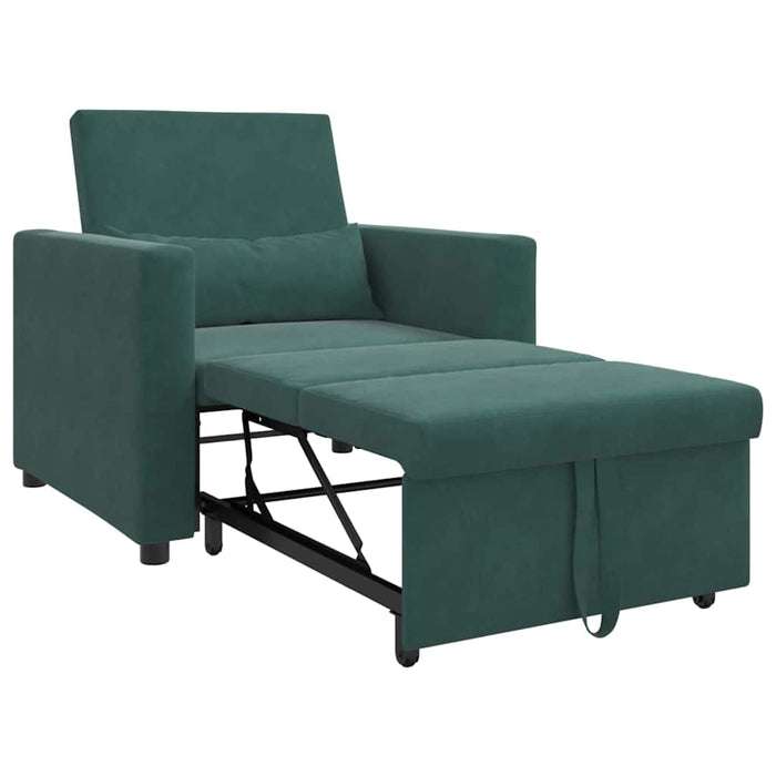 Canapea extensibilă single cu roți Verde închis Catifea - WALTI WALTI