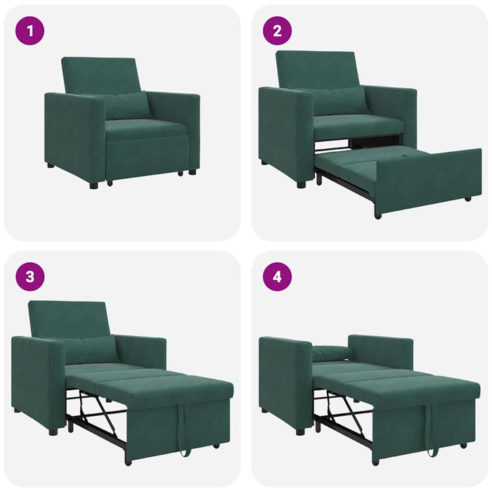 Canapea extensibilă single cu roți Verde închis Catifea - WALTI WALTI