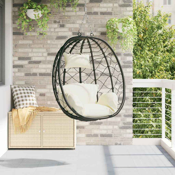 Scaun suspendat ou Alb crem 91,5 x 54,5 x 107 cm poliratan - WALTI WALTI