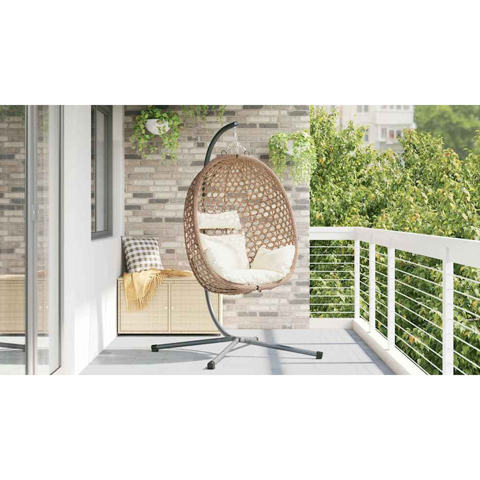 Scaun suspendat ou Creme deschis 104 x 100 x 191 cm poliratan - WALTI WALTI