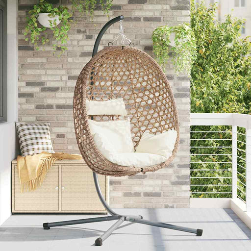 Scaun suspendat ou Creme deschis 104 x 100 x 191 cm poliratan - WALTI WALTI