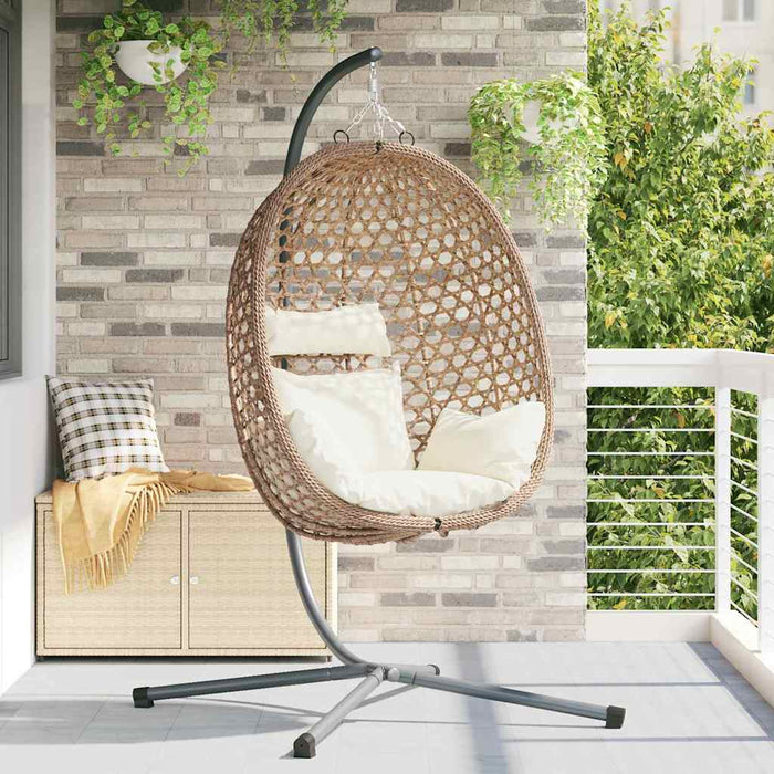 Scaun suspendat ou Creme deschis 104 x 100 x 191 cm poliratan - WALTI WALTI
