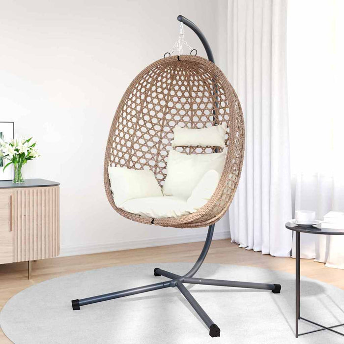 Scaun suspendat ou Creme deschis 104 x 100 x 191 cm poliratan - WALTI WALTI