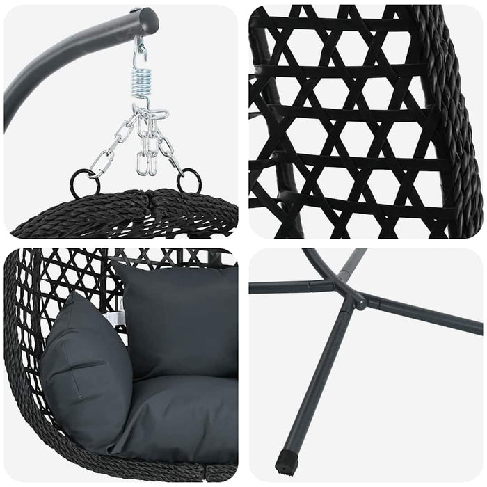 Scaun suspendat ou Manual Antracit și negru 104 x 100 x 191 cm - WALTI WALTI