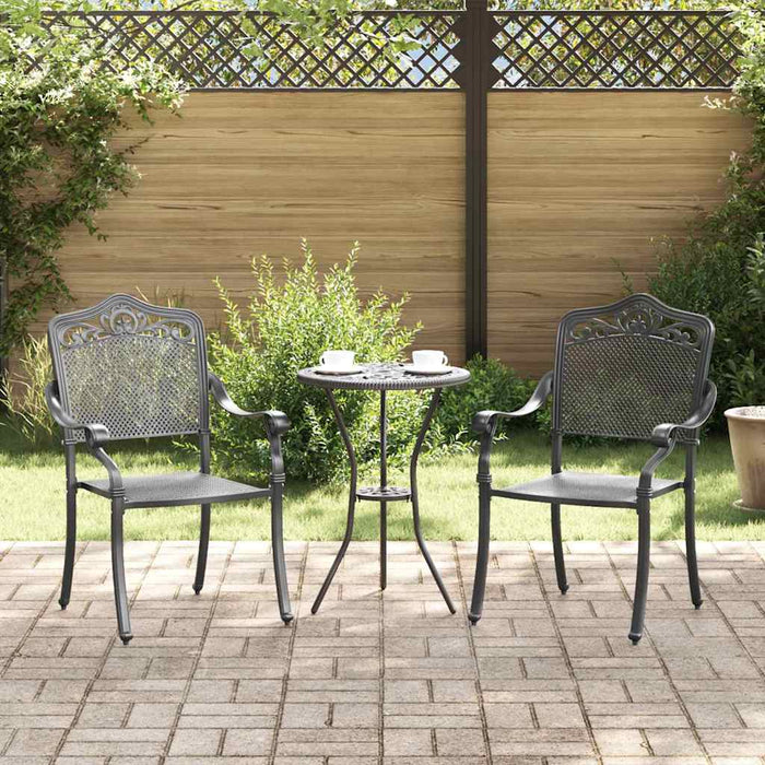 Scaun pentru Grădină 2 pcs Negru 55 x 56.5 x 91cm Aluminiu - WALTI WALTI