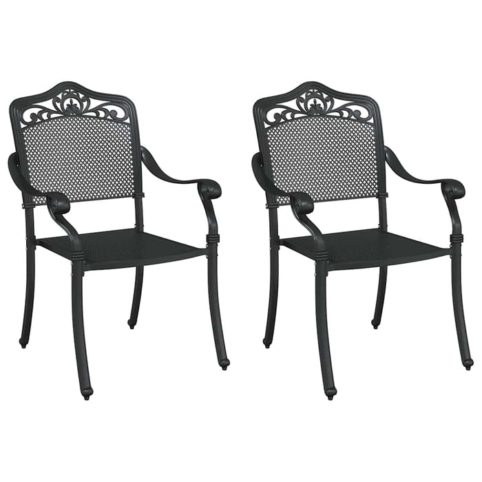 Scaun pentru Grădină 2 pcs Negru 55 x 56.5 x 91cm Aluminiu - WALTI WALTI