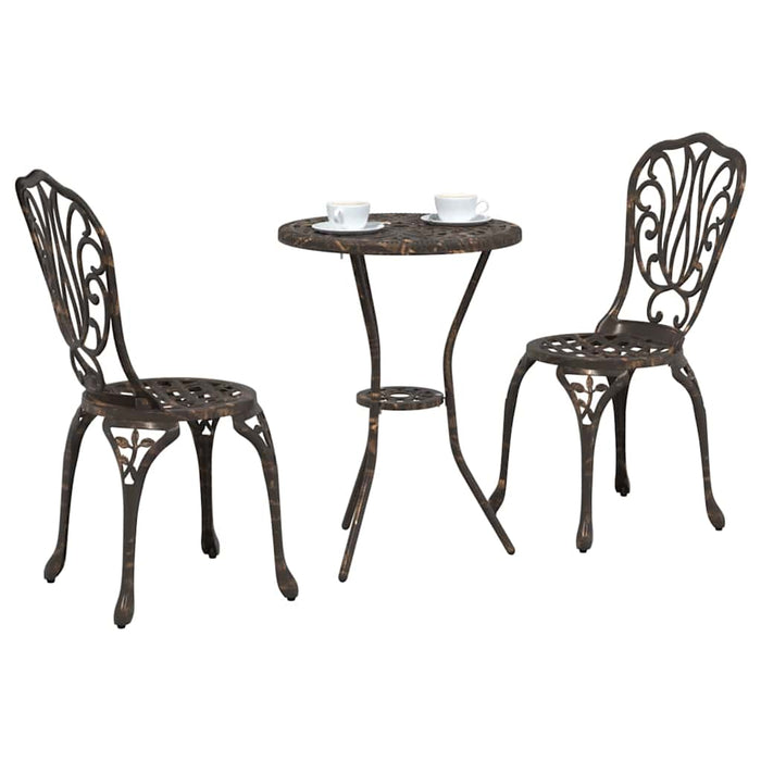 Set Bistro de Grădină 3 pcs Bronz Aluminiu - WALTI WALTI
