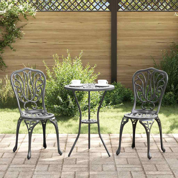 Set Bistro de Grădină 3 pcs Negru Aluminiu - WALTI WALTI