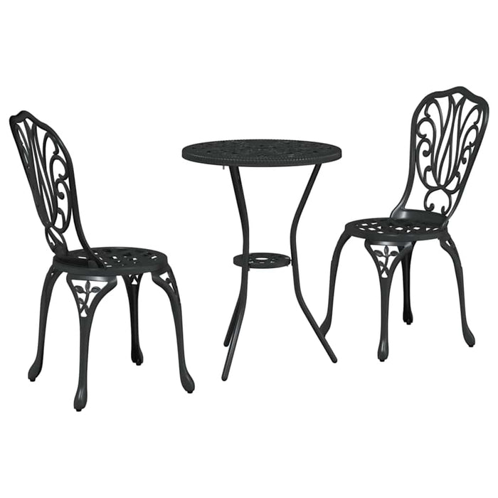 Set Bistro de Grădină 3 pcs Negru Aluminiu - WALTI WALTI