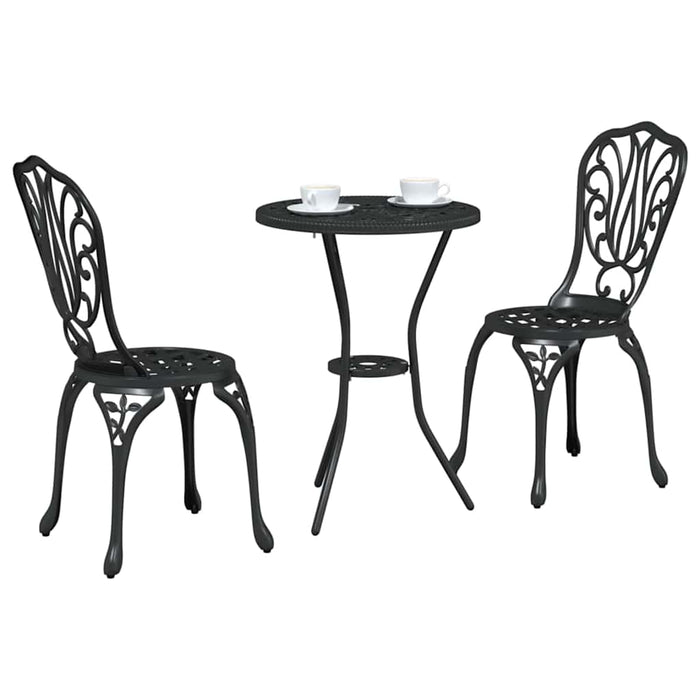 Set Bistro de Grădină 3 pcs Negru Aluminiu - WALTI WALTI