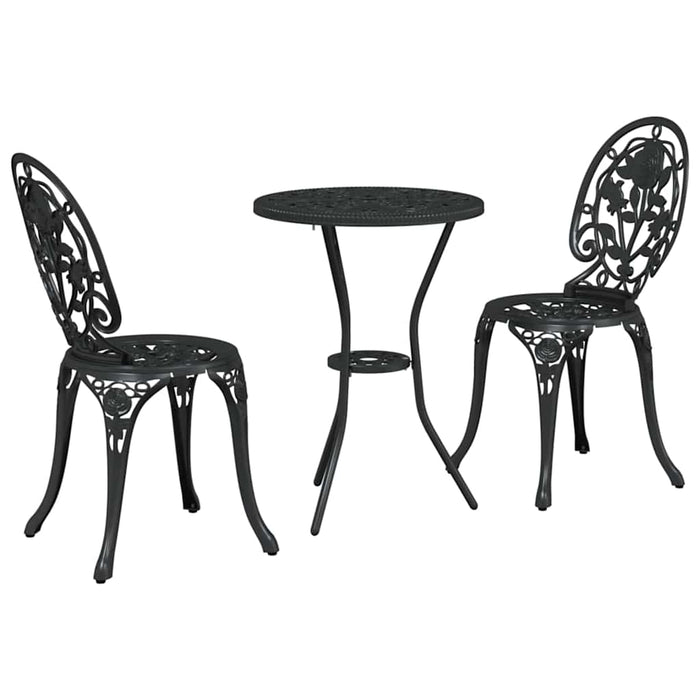 Set Bistro de Grădină 3 pcs Negru Aluminiu - WALTI WALTI