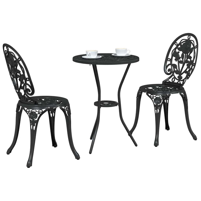 Set Bistro de Grădină 3 pcs Negru Aluminiu - WALTI WALTI