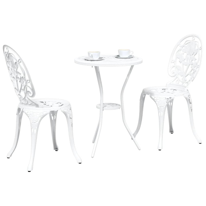 Set Bistro de Grădină 3 buc. Alb Aluminiu WALTI