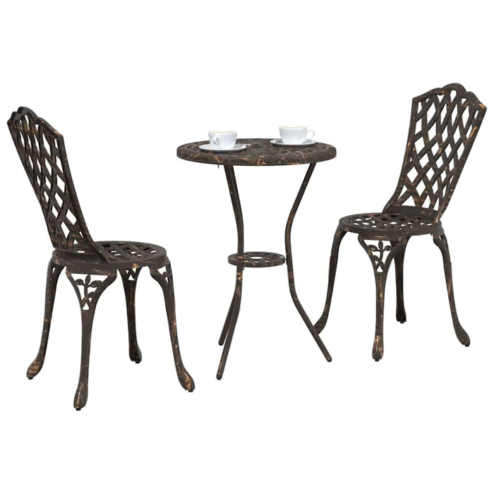 Set Bistro de Grădină 3 pcs Bronz Aluminiu - WALTI WALTI