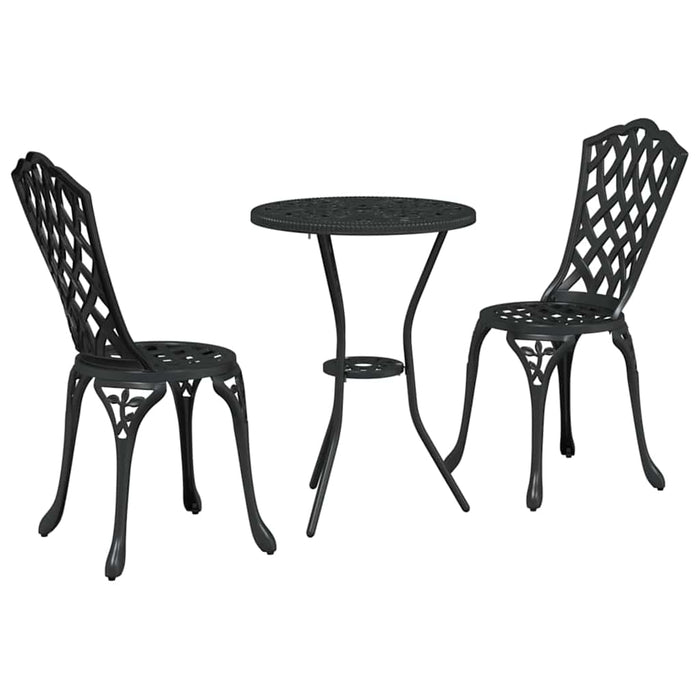 Set Bistro de Grădină 3 pcs Negru Aluminiu - WALTI WALTI