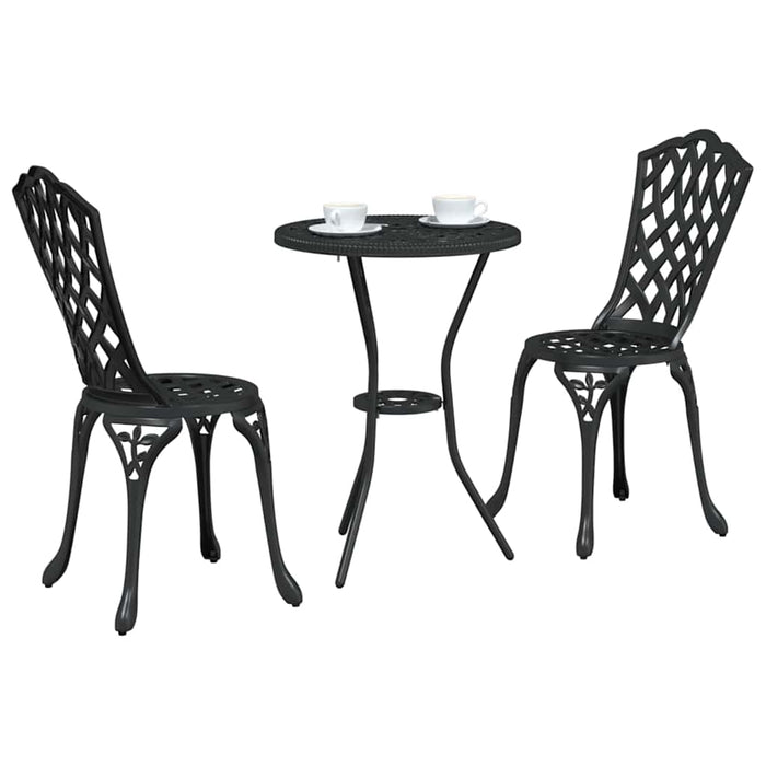 Set Bistro de Grădină 3 pcs Negru Aluminiu - WALTI WALTI