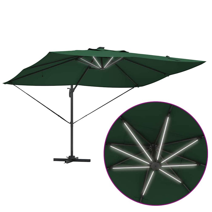 Parasol Roma cu Picior Încărcat Verde, Negru 352 x 251 x 265 cm - WALTI WALTI