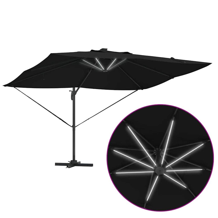 Parasol Roma cu Picior Încărcat Negru, Negru 352 x 251 x 265 cm - WALTI WALTI