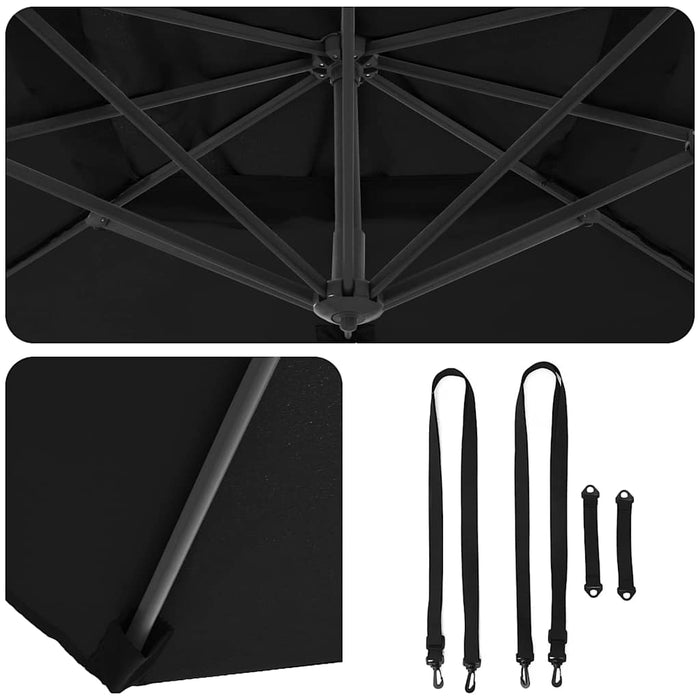 Parasol Roma Negru 286 x 285 x 265 cm Poliester, Aluminiu - WALTI WALTI