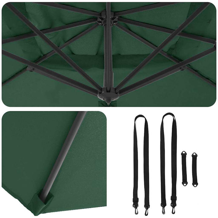 Parasol Roma cu Picior Încărcat Verde, Negru 352 x 251 x 260 cm - WALTI WALTI
