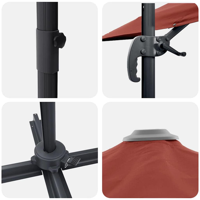 Parasol Roma cu Picior Încărcat Roșu, Negru 352 x 251 x 260 cm - WALTI WALTI