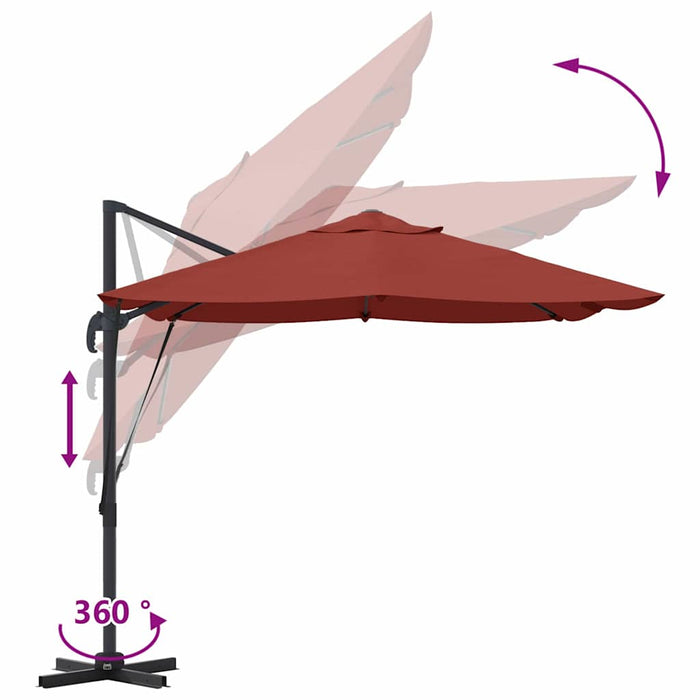 Parasol Roma cu Picior Încărcat Roșu, Negru 352 x 251 x 260 cm - WALTI WALTI
