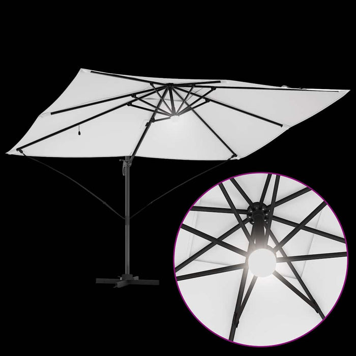 Parasol cantilever Roma de la cu LED-uri, culoare nisip, dimensiuni 352x251x265 cm, din aluminiu - WALTI WALTI
