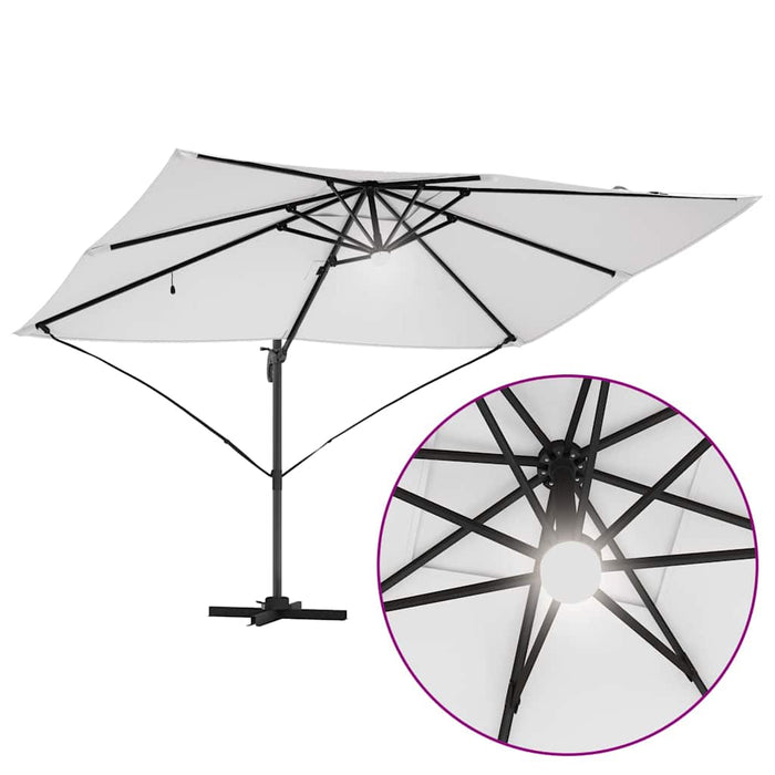 Parasol cantilever Roma de la cu LED-uri, culoare nisip, dimensiuni 352x251x265 cm, din aluminiu - WALTI WALTI