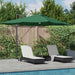 Parasol cantilever Roma verde cu LED-uri, dimensiuni 352x251x265 cm, din aluminiu. - WALTI WALTI
