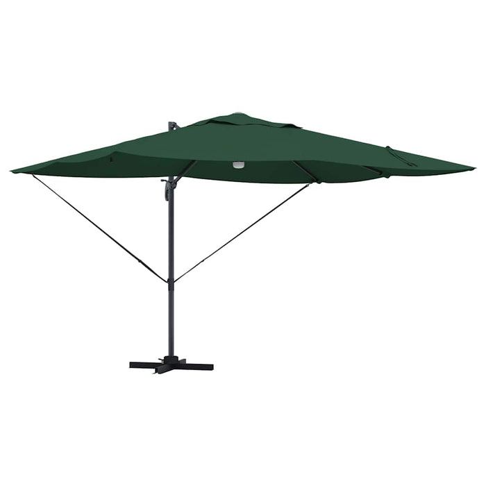Parasol cantilever Roma verde cu LED-uri, dimensiuni 352x251x265 cm, din aluminiu. - WALTI WALTI