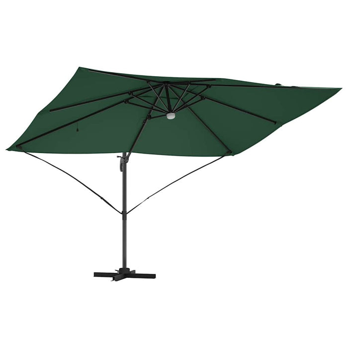 Parasol cantilever Roma verde cu LED-uri, dimensiuni 352x251x265 cm, din aluminiu. - WALTI WALTI