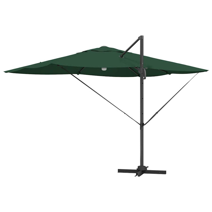 Parasol cantilever Roma verde cu LED-uri, dimensiuni 352x251x265 cm, din aluminiu. - WALTI WALTI