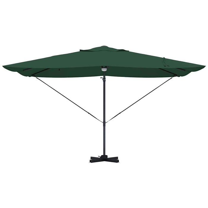 Parasol cantilever Roma verde cu LED-uri, dimensiuni 352x251x265 cm, din aluminiu. - WALTI WALTI
