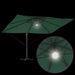 Parasol cantilever Roma verde cu LED-uri, dimensiuni 352x251x265 cm, din aluminiu. - WALTI WALTI